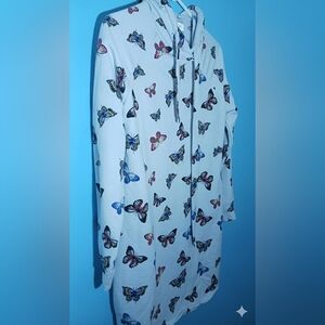 NO BOUNDARIES:White Multi Butterfly Hoodie Dress